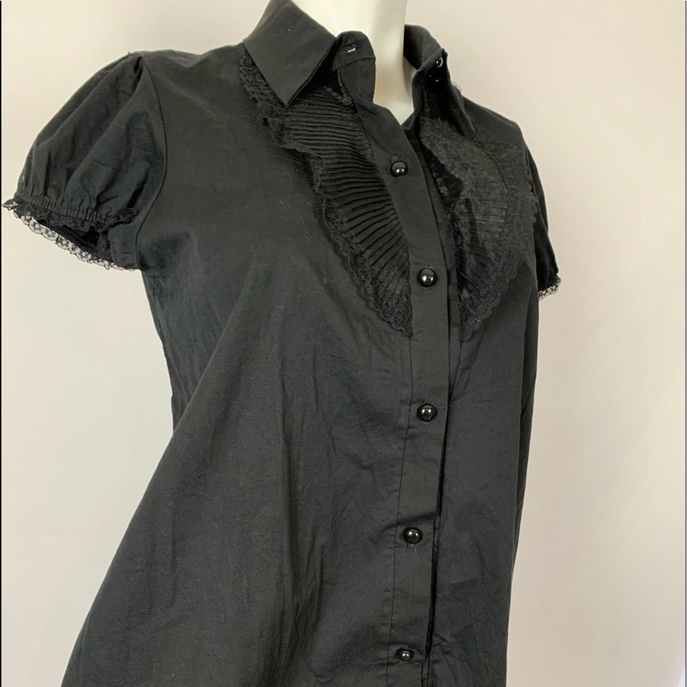 Maternity Black ruffled button up top size S